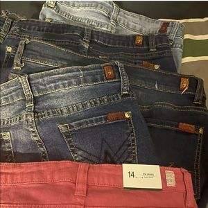 7 for all mankind girls jeans size 14- 8 pairs